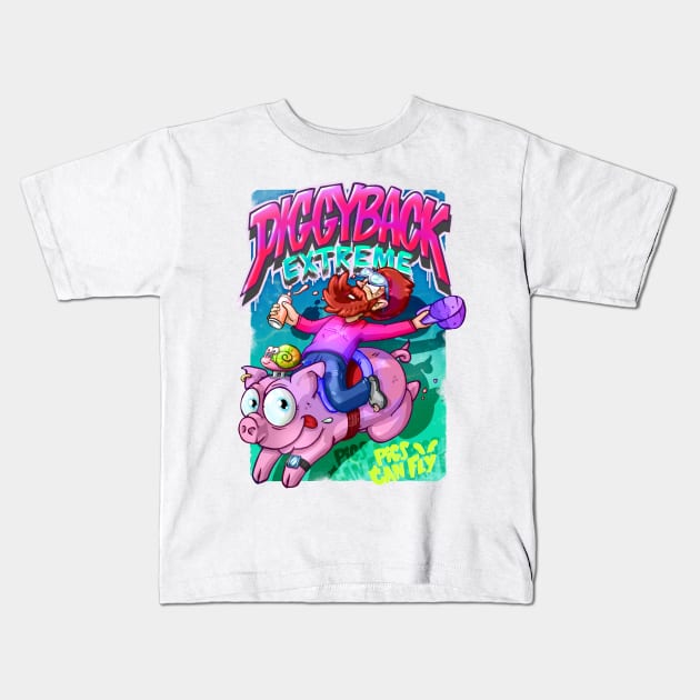 PIGGY BACK Extreme Kids T-Shirt by CreativeOpus